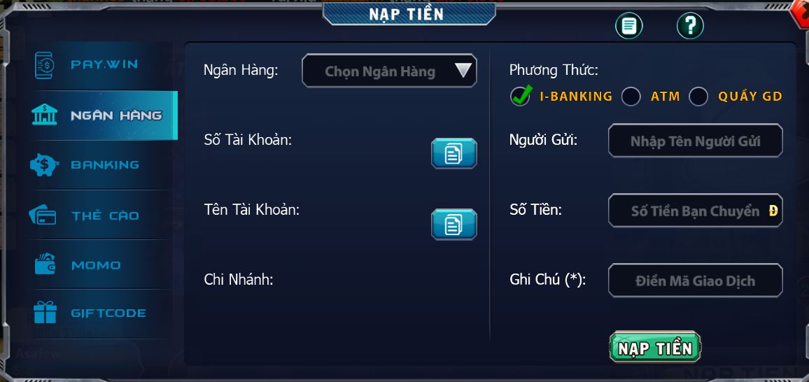 Cach nap/rut tien tren B52 Club nhanh chong