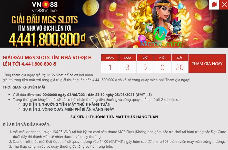 Khuyen mai Slot MGS tai Vn88