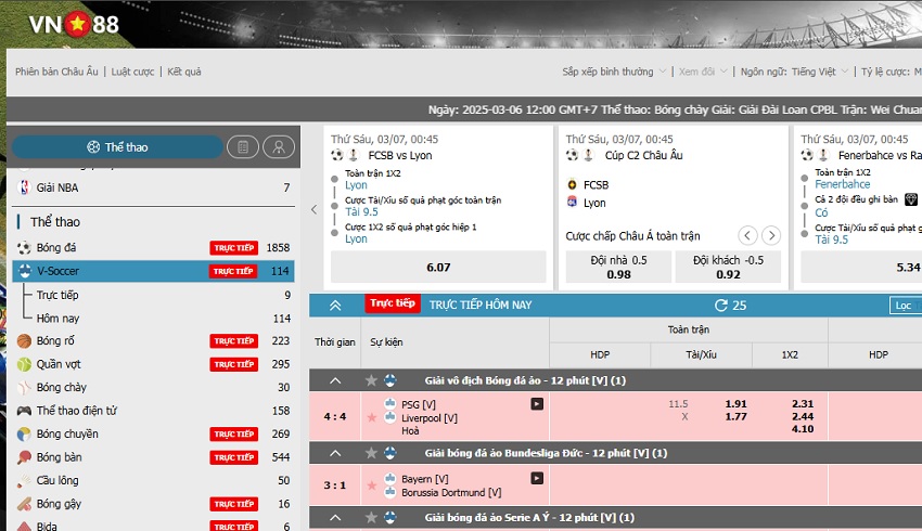 Thong tin ve sanh V-Soccer Vn88