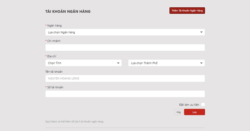 Dien thong tin ngan hang tai Vn88